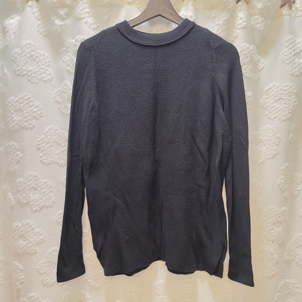 Lululemon Fundamental Long‎ Sleeve Sweater Black Cotton Blend Women's S LW3HJCS